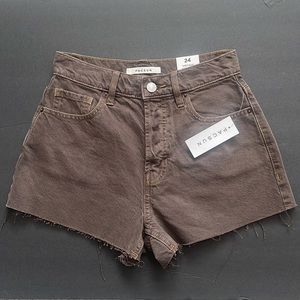pacsun high waisted brown denim shorts